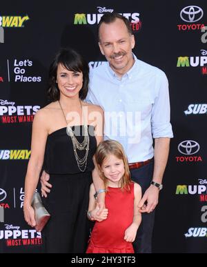 Constance Zimmer, Russ Lamoureux & Colette Lamoureux attending the Muppets Most Wanted Los Angeles Premiere at the El Capitan theatre Stock Photo