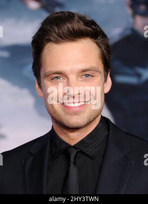 Sebastian Stan attending the premiere of Captain America: Winter Soldier in Los Angeles, California. Stock Photo