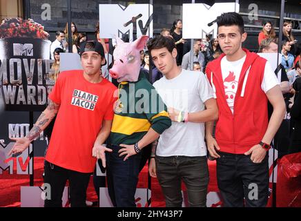 Janoskians attending the 2014 MTV Movie Awards in Los Angeles, California. Stock Photo