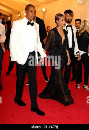 Jay-Z and wife Beyonce Knowles arriving at the Costume Institute Benefit Met Gala celebrating the opening of the Charles James, Beyond Fashion Exhibition and the new Anna Wintour Costume Center. The Metropolitan Museum of Art, New York City. Stock Photo