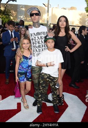 Alabama Barker, Travis Barker, Landon Barker and Atiana de la Hoya attending the 22 Jump Street World Premiere in Los Angeles Stock Photo