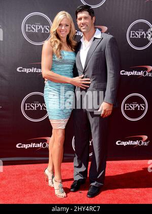 Jennie Finch, Casey Daigle attending the 2014 ESPY Awards in Los Angeles, California. Stock Photo