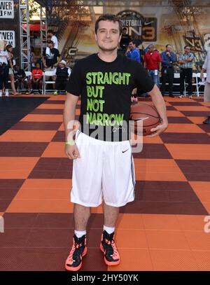 Josh Hutcherson attending the 3rd Annual Josh Hutcherson Celebrity Basketball Game Benefiting Straight But Not Narrow held at Nokia Plaza in Los Angeles, California. Stock Photo