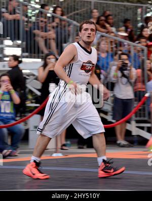 Josh Hutcherson attending the 3rd Annual Josh Hutcherson Celebrity Basketball Game Benefiting Straight But Not Narrow held at Nokia Plaza in Los Angeles, California. Stock Photo