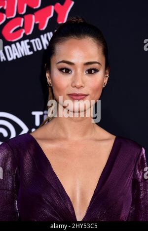 Jamie Chung attending the premiere of 'Sin City: A Dame To Kill For' in Los Angeles Stock Photo