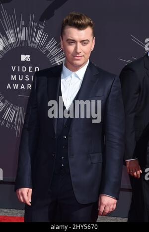 Sam Smith arriving at the 2014 MTV Video Music Awards held at The Forum Stock Photo