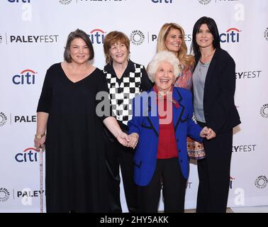 Mindy Cohn, Geri Jewell, Charlotte Rae, Lisa Whelchel, Nancy McKeon attending the Paley Fall Flashback: 'The Facts of Life' 35th Anniversary Reunion at the Paley Center for Media Stock Photo