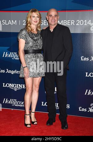 Steffi Graf and Andre Agassi during the Longines Los Angeles Masters Charity Pro-Am held at the Los Angeles Convention Center. Stock Photo
