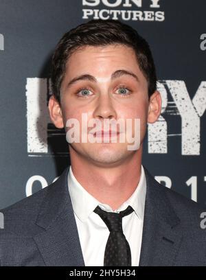 Logan Lerman attending the Fury world premiere held at held at the Newseum, Washington. Stock Photo