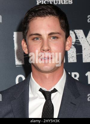 Logan Lerman attending the Fury world premiere held at held at the Newseum, Washington. Stock Photo