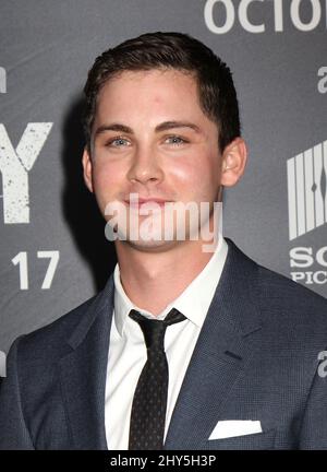 Logan Lerman attending the Fury world premiere held at held at the Newseum, Washington. Stock Photo