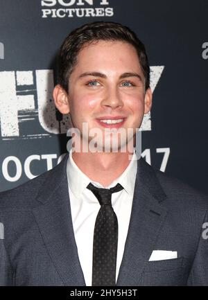 Logan Lerman attending the Fury world premiere held at held at the Newseum, Washington. Stock Photo