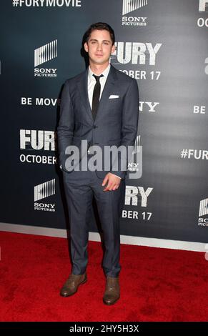 Logan Lerman attending the Fury world premiere held at held at the Newseum, Washington. Stock Photo