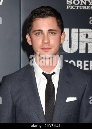 Logan Lerman attending the Fury world premiere held at held at the Newseum, Washington. Stock Photo