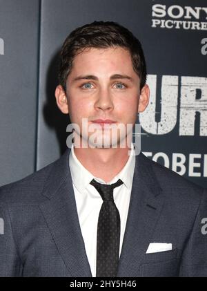 Logan Lerman attending the Fury world premiere held at held at the Newseum, Washington. Stock Photo