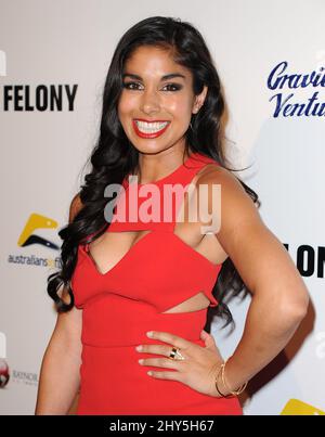 Sarah Roberts arriving at the LA Premiere Of 'Felony' on Thursday, Oct. 16, 2014, in Los Angeles. Stock Photo