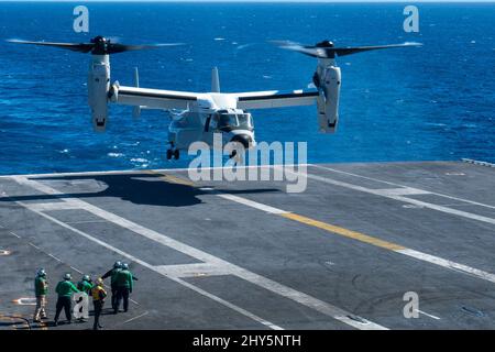 220312-N-DU622-1010 PACIFIC OCEAN (Mar. 12,) A CVM-22B Osprey, from the ...