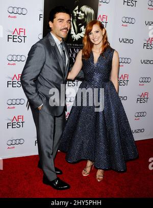 Oscar Isaac and Jessica Chastain arriving for the 2014 AFI Fest - 'A Most Violent Year' World Premiere, at The Dolby Theatre, California. Stock Photo