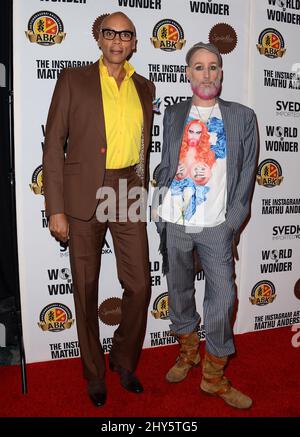 RuPaul and Mathu Andersen attending The Instagram Art Of Mathu Andersen Exhibition Opening Party held at World of Wonder Storefront Gallery Stock Photo