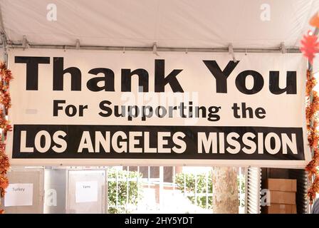 Atmosphere attending the Los Angeles Mission Thanksgiving Meal For The Homeless held at Los Angeles Mission in California, USA. Stock Photo