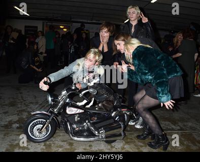 R5 during the 83rd Annual Hollywood Christmas Parade arrivals on Hollywood Blvd, Los Angeles. Stock Photo