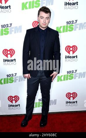 Sam Smith arrives for KIIS FM's Jingle Ball concert held at Staples Center, Los Angeles. Stock Photo