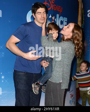 Brandon Routh, Courtney Ford, son Leo James attending Disney On Ice Presents Let's Celebrate! held at Staples Center in Los Angeles, California Stock Photo