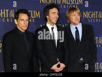 Ben Stiller, Shawn Levy & Owen Wilson attending 'Night At The Museum: Secret of The Tomb' premiere held at the Ziegfeld Theatre in New York, USA. Stock Photo