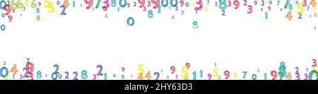 Falling colorful orderly numbers. Math study concept with flying digits. Uncommon back to school mathematics banner on white background. Falling numbe Stock Vector