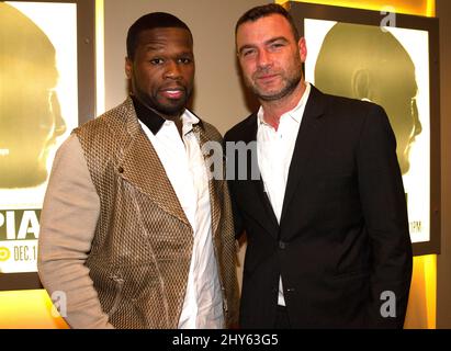 Curtis '50 Cent' Jackson and Liev Schreiber attending the 'Tapia' New York Premiere held at the HBO Theatre Stock Photo