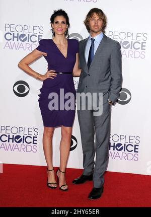 Daniela Ruah, Eric Christian Olsen arriving at the People's Choice Awards at the Nokia Theatre on Wednesday, Jan. 7, 2015, in Los Angeles. Stock Photo