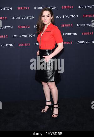 Emilia Clarke attends an event called, Louis Vuitton unveils an unconventional exhibition, 'SERIES 2 ??? Past, Present and Future'. This exhibition is a modern and unexpected interpretation of a fashion show. February 5, 2015 Los Angeles, Ca. Stock Photo