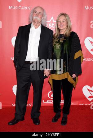 David Crosby and Jan Dance attending the 2015 MusiCares Person of the Year Gala honoring Bob Dylan, at the Los Angeles Convention Center in Los Angeles, California. Stock Photo