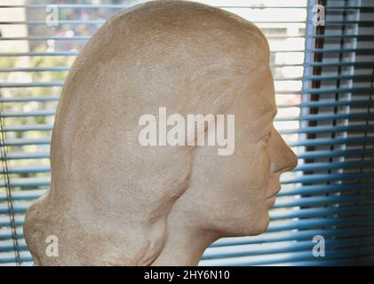 White marble sculpture by Gudmar Olovson of actress and Hollywood legend Ingrid Bergman.  The sculpture found a new home at the Dramaten Theatre. Stock Photo