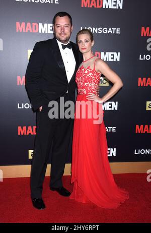 Michael Gladis and Beth Behrs attending the AMC celebration of the final 7 episodes of 'Mad Men' with the Black & Red Ball held at the Dorothy Chandler Pavilion Stock Photo
