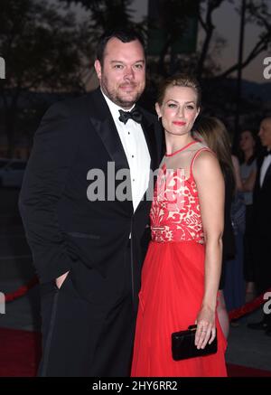 Michael Gladis and Beth Behrs attending the AMC celebration of the final 7 episodes of 'Mad Men' with the Black & Red Ball held at the Dorothy Chandler Pavilion Stock Photo