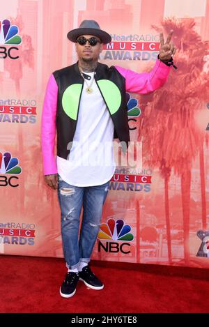 Chris Brown arriving at the 2015 iHeartRadio Music Awards held at the Shrine Auditorium Stock Photo