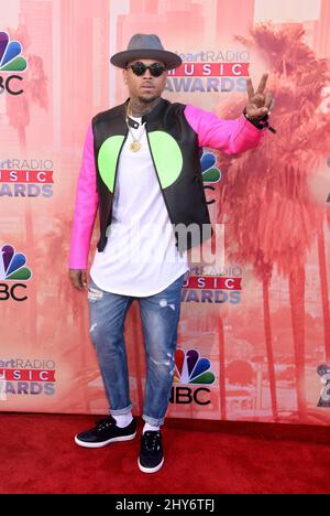 Chris Brown arriving at the 2015 iHeartRadio Music Awards held at the Shrine Auditorium Stock Photo