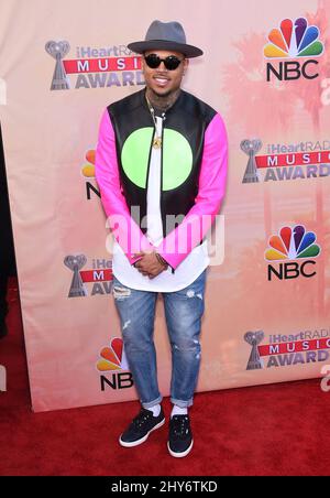 Chris Brown arriving at the 2015 iHeartRadio Music Awards held at the Shrine Auditorium Stock Photo