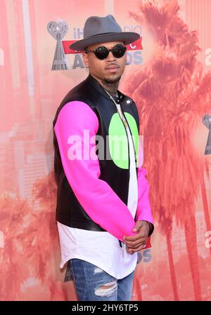 Chris Brown arriving at the 2015 iHeartRadio Music Awards held at the Shrine Auditorium Stock Photo