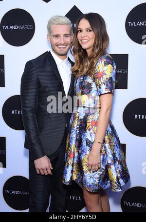 Nico Tortorella & Sutton Foster attending the 2015 TV LAND Awards held at Saban Theatre in Los Angeles, USA. Stock Photo