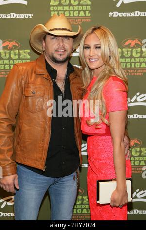 Jason Aldean, Brittany Kerr attends the opening night of Duck Commander The Musical at the Crown theater at Rio All-Suite Hotel & Casino on April 15, 2015 in Las Vegas, Nevada. Stock Photo