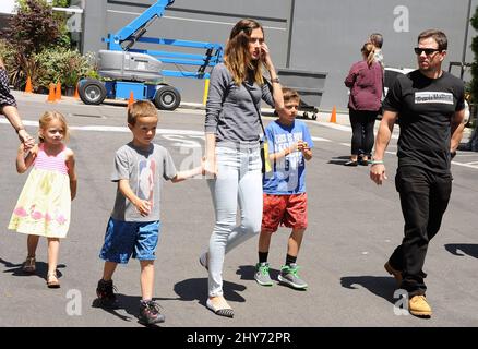 Mark Wahlberg, Rhea Durham attending Safe Kids Day Event, Los Angeles Stock Photo