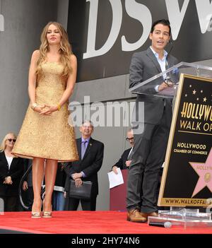 Sofia Vergara, Manolo Gonzalez Vergara attends a Hollywood Walk Of Fame ceremony for Sofia Vergara. Stock Photo