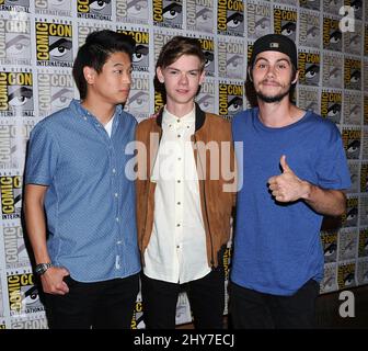 Ki Hong Lee, Thomas Brodie-Sangster and Dylan O'Brien attending the 20th Century Fox presents cast members from 'Maze Runner: The Scorch Trials' at Comic-Con 2015 held at the Bayfront Hilton Hotel Stock Photo
