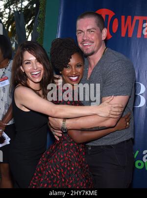 Sarah Shahi, Steve Howey & Shanola Hampton attending the CBS, The CW and Showtime Summer TCA press tour. Stock Photo