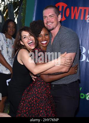 Sarah Shahi, Steve Howey & Shanola Hampton attending the CBS, The CW and Showtime Summer TCA press tour. Stock Photo