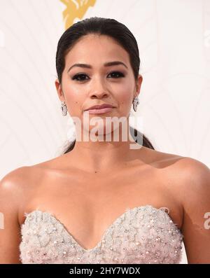 Gina Rodriguez arrives at the 67th Primetime Emmy Awards on Sunday, Sept. 20, 2015, at the Microsoft Theater in Los Angeles. Stock Photo