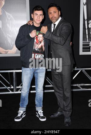 November 19, 2015 Westwood, Ca. Oscar De La Hoya, Devon De La Hoya 'Creed' Los Angeles Premiere held at the Regency Village Theatre Stock Photo