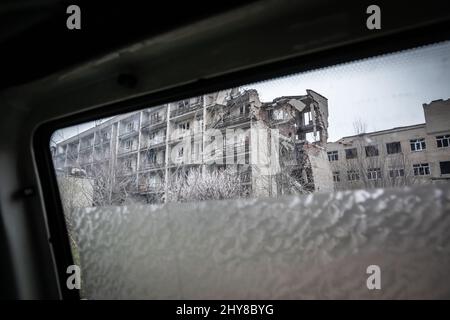 War in Eastern Ukraine brokem Land stay Stock Photo